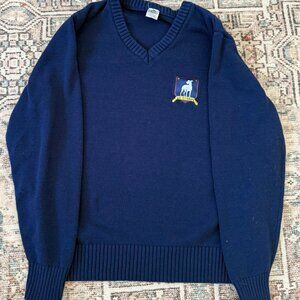 Ted Lasso AFC Richmond Knit Sweater Mens L Navy V Neck Pullover Soccer Crest